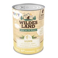Wildes Land Puppy Huhn mit Karotte, Apfel und Wildkräutern